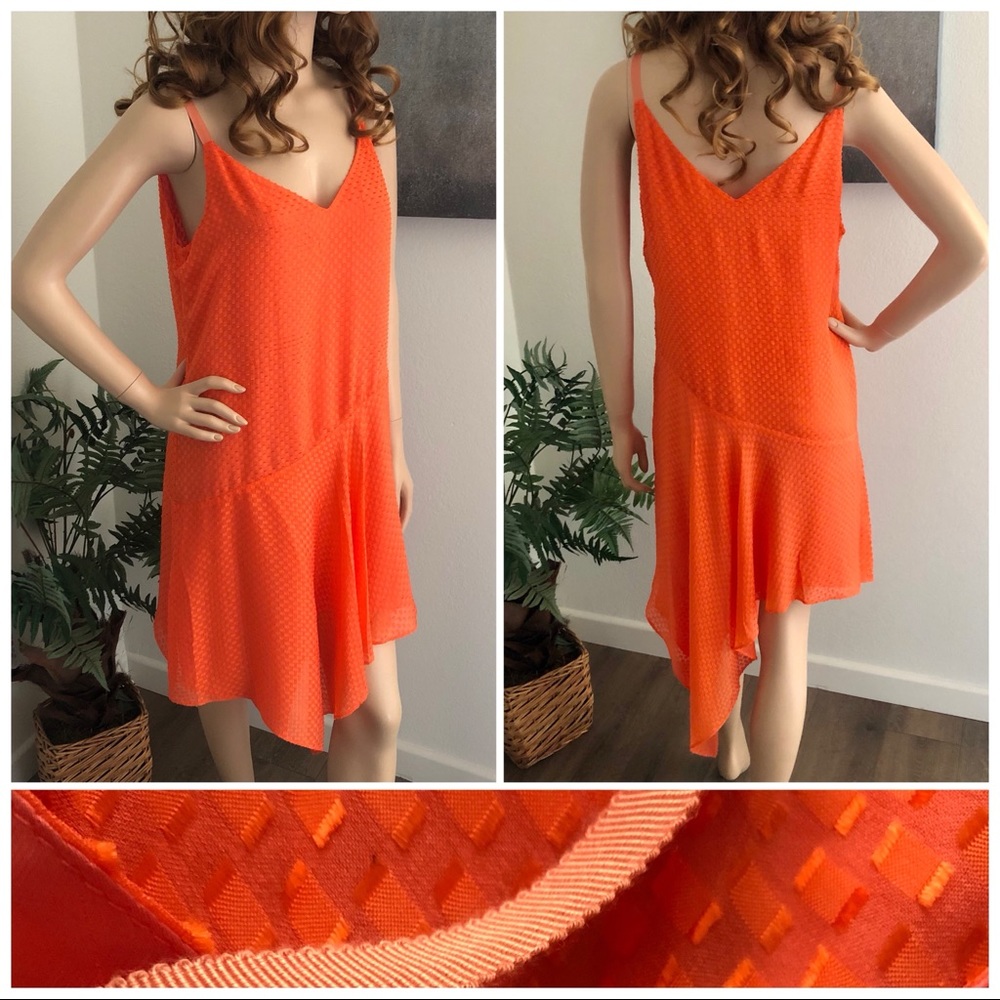 Trina Turk Bright Orange Sleeveless Asymmetrical Dress